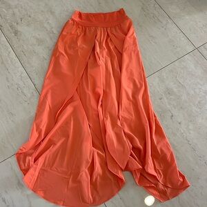 HALARA Coral-Orange Wide Leg Skirt-Pant